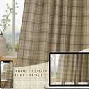 RYB HOME Farmhouse Linen Plaid Curtains Light Filtering 72 inches Long, Grid Semi-Sheer Privacy Gingham Window Drapes for Living Room Bedroom Nursery Vintage Rustic, Linen, W52 x L72 Inch, 2 Panels