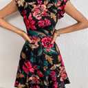 LIGHT DOT Women's Summer Dress Short Ruffle Sleeve Floral Dress A Line Casual Mini Dress