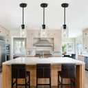 Black Pendant Lights Kitchen Island,Modern Farmhouse Glass Pendant Light,Light Fixture Kitchen Pendant Mini Hanging Light Fixture for Sink (Black 2 Pack Stem Rod)