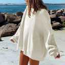 Mrskoala Womens Tops Casual Knit Sweater Long Sleeve Pullover Loose Shirts Fall Clothes (White, L)