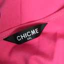 CHICME Women's Bodycon Midi Dress Ruched Puff Sleeve Cocktail Pencil Dress Casual Slit Party Work Dresses (XX-Large, Hot Pink)