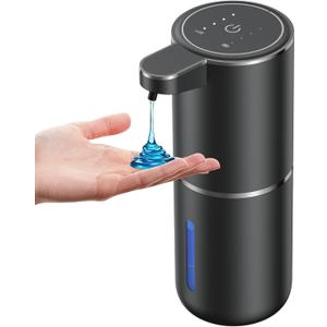 Automatic Soap Dispenser with Sensor, Rechargeable Wall Mount Touchless Soap Dispenser, 4-Level Adjustable, IPX5 Waterproof, 380ml Liquid Soap Dispenser for Bathroom, Kitchen