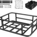 EBKAROCY Rear Bike Basket - Large Rear Bike Rack with Cargo Net and Liner Bicycle Basket Ebike Accessories Perfect Mount for Adults Electric Bike