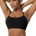 ODODOS Women's Halter Sports Bra Padded Y Racerback Yoga Top with Removable Pads, Black, X-Small