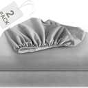 Biloban Twin Fitted Sheet 2 Pack, Twin Bedding Fitted Sheets Only with Deep Pocket up to 14", Bottom Sheet, Shrinkage & Stain Resistant Bed Sheets, Wrinkle Free & Easy Care, Grey