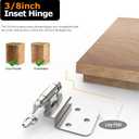 Chibery 3/8 Inch Inset Cabinet Hinges, 50 Pack Self Closing Flush Face Mount Hinges with Door Bumper, Variable Decorative Hardware for Bathroom, Furniture, Kitchen Cabinet Doors, Brushed Nickel