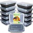 Enther Meal Prep Containers 12 Pack 1 Compartment Single Lids Food Storage Bento BPA Free | Stackable | Reusable Lunch Boxes, Microwave/Dishwasher/Freezer Safe Portion Control (28 oz)