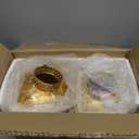 TRIROCKS Set of 2 Moroccan Style Metal Table Lamp 7'' High Battery Powered Cordless Lamp with LED Lights Bulb Perfect for Home Living Room Parties Tabletop Indoors (Gold)