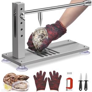 Oyster Shucker Machine, Stainless Steel Oyster Opener Machine with Strong Suction Cup, Adjustable Oyster Shucker Tool Set, Oyster Opener Tool for Home, Clam Shucker Tool with Knives, Glove G-Clip