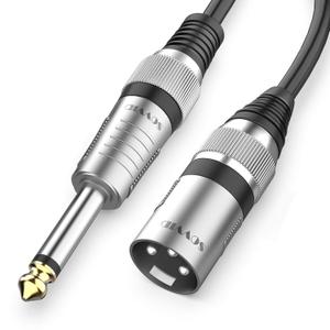 10FT XLR to 1/4" 6.35mm Microphone Cable - TS Mono 3 Pin to Quarter Inch TS Male Unbalanced Interconnect Wire