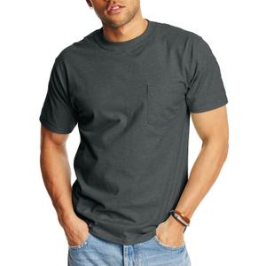 Hanes Mens Beefy-t Pocket, Heavyweight Cotton Pocket Tee for Men, Full-Cut T-Shirt, 1 Or 2 Pack (X-Large)