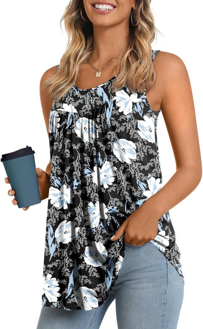 LONGYUAN Women's Tank Tops 2026 Summer Tunics Casual Sleeveless Shirts Ladies Loose Fit Blouses S-4XL (L)