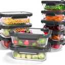 BOROHOUSE 10Pack Glass Food Storage Containers with Tempered Lids – Borosilicate, Airtight, OvenSafe (4°F~950°F), BPAFree, 4.4 & 1.6 Cup, LeakProof, Dishwasher Safe (Gray)