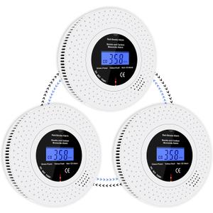 Interlinked Smoke and Carbon Monoxide Detector Combo with LCD Display, Pre-Linked Smoke Alarms for Home, Replaceable AA Battery Included, Smoke CO Alarm with Test/Silence Button, Mfg Date: 12/22/2025