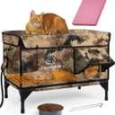 Heated Cat House for Outside Foam Board, Extremely Insulated Outdoor Cat House Escape Door, Weatherproof & Waterproof Awning, Elevated Feral Animal Shelter for Winter