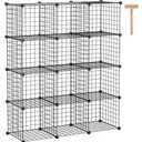 C&AHOME Wire Cube Storage, 12-Cube Storage Organizer Metal, C Grids Storage Bins Shelving, Modular Bookshelf Shelf, Closet Cabinet Ideal for Bedroom, Office 36.6”L x 12.4”W 48.4”H Black