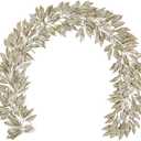 Hollyone 3 Pcs 7.5FT Christmas Garland Champagne Gold Glittered Artificial Magnolia Leaves for Mantle Christmas Tree Decorations Indoor Outdoor Hanging Garland Ornaments Door Wall Window Home Decor