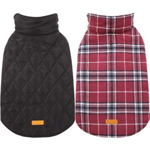 Kuoser Waterproof Dog Coat, Reversible Dog Jacket for Small Dogs, Adjustable Durable Doggie Winter Coat Warm Cozy Puppy Cold Weather Apparel from Small to Large Breed, Red S (Small (Pack of 1))