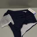 COCOPEAR Women's Ruched High Waisted Bikini Bottom Retro Vintage Swim Short Tankinis (Pack of 2) Black+Navy 2XL/14-16