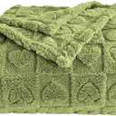 Heart Checkered Throw Blankets, for Love Mother Friends Pets,280 GSM Super Soft Warm Lightweight Fluffy Bed Blanket for Women Anniversaries(Sage Green,50"x60")