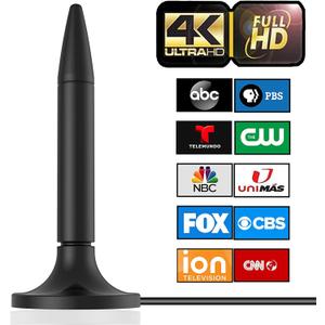 TV Antenna for Smart TV, 2024 Clear 4K HD Digital TV Antenna Indoor 300+ Miles Range with Amplifier Signal Booster Support All Television - 10ft High Performance Coax Cable