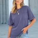 ANRABESS Women Oversized T Shirts Short Sleeve Summer Casual Loose Top Basic Tee with Pocket (S)