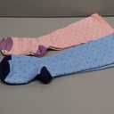 2 Pairs Bamboo Plus Size Compression Socks Wide Calf for Women and Men 15-20 mmHg Knee High Support Stockings for Circulation (4X-Large, L3- Dots Blue/Pink)