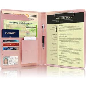 Darolin Business/Resume Padfolio Portfolio Folder with Letter/A4 Size Clipboard, Interview/Conference/Legal Document Organizer, Premium Portfolio Professional Case, Padfolio for Women/Men-Pink (Simple Classic)