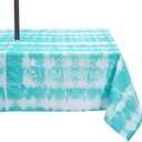 Outdoor Tablecloth with Umbrella Hole Waterproof Heavy Duty 60 x 84 Inch Rectangular Patio Table Cloth Cover with Zipper for Garden, Picnic, Backyard Party, Teal Tie-Dye