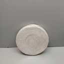 HITOMEN 11.8" Hand-Woven Round Rattan Serving Tray Decorative Wicker Trays with Handles for Coffee Table (Whitewash-M)