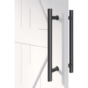 EaseLife 16" Push Pull Door Handle,Double Sided H Shape Sliding Door Handle,Matte Black, Stainless Steel,Fit for Glass Door Wooden Door