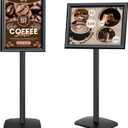 Heavy Duty Pedestal Sign Holder for Display, 11 x 17 inches Adjustable Floor Standing Sign Holder with Weighted Base , Vertical and Horizontal View Sign Stand for Indoor/Outdoor AdvertisingBlack