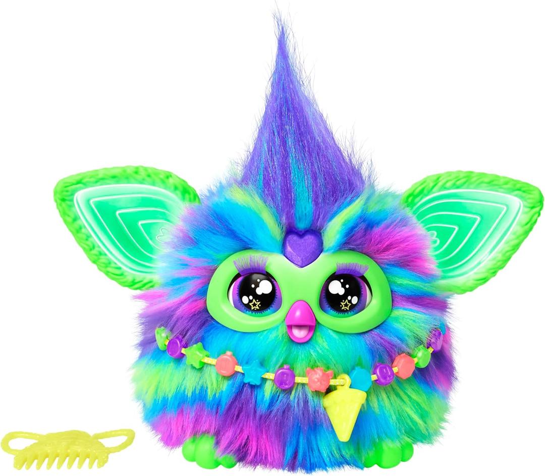 Furby Galaxy Edition, Glow in The Dark, 15 Fashion Accessories, Interactive Plush Toys for 6 Year Old Girls & Boys & Up, Voice Activated Animatronic 