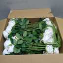 Hotop 120 Pcs Roses Artificial Flowers in Bulk,Long Stem Artificial Flower Bouquet,Silk Real Lifelike Fake Rose for Wedding Party Table Centerpieces Decor Valentines Gifts(White)