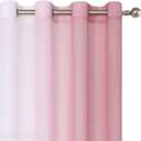 Purainbow Chiffon Sheer Ombre Curtains for Living Room, Grommet Special Crinkle Gradient Pink Semi Sheer Window Treatments Privacy with Light for Bedroom Kids Room, All Season, 52"x63"x2