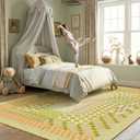 Kokia 9x12 Modern Geometric Washable Area Rug for Living Room Green Sage