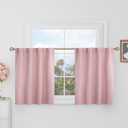 BGment Short Blackout Curtains 30 Inch Length for Small Windows - 34 x 30 inch Curtains Rod Pocket and Back Tab Thermal Insulated Room Darkening Curtains for Kitchen/Cafe Room, 2 Panels, Baby Pink