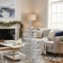 Silver Tinsel Christmas Tree, 4 Feet High x 22 Inches Wide, 123 Tips, Adjustable Wired Branches, White Stand