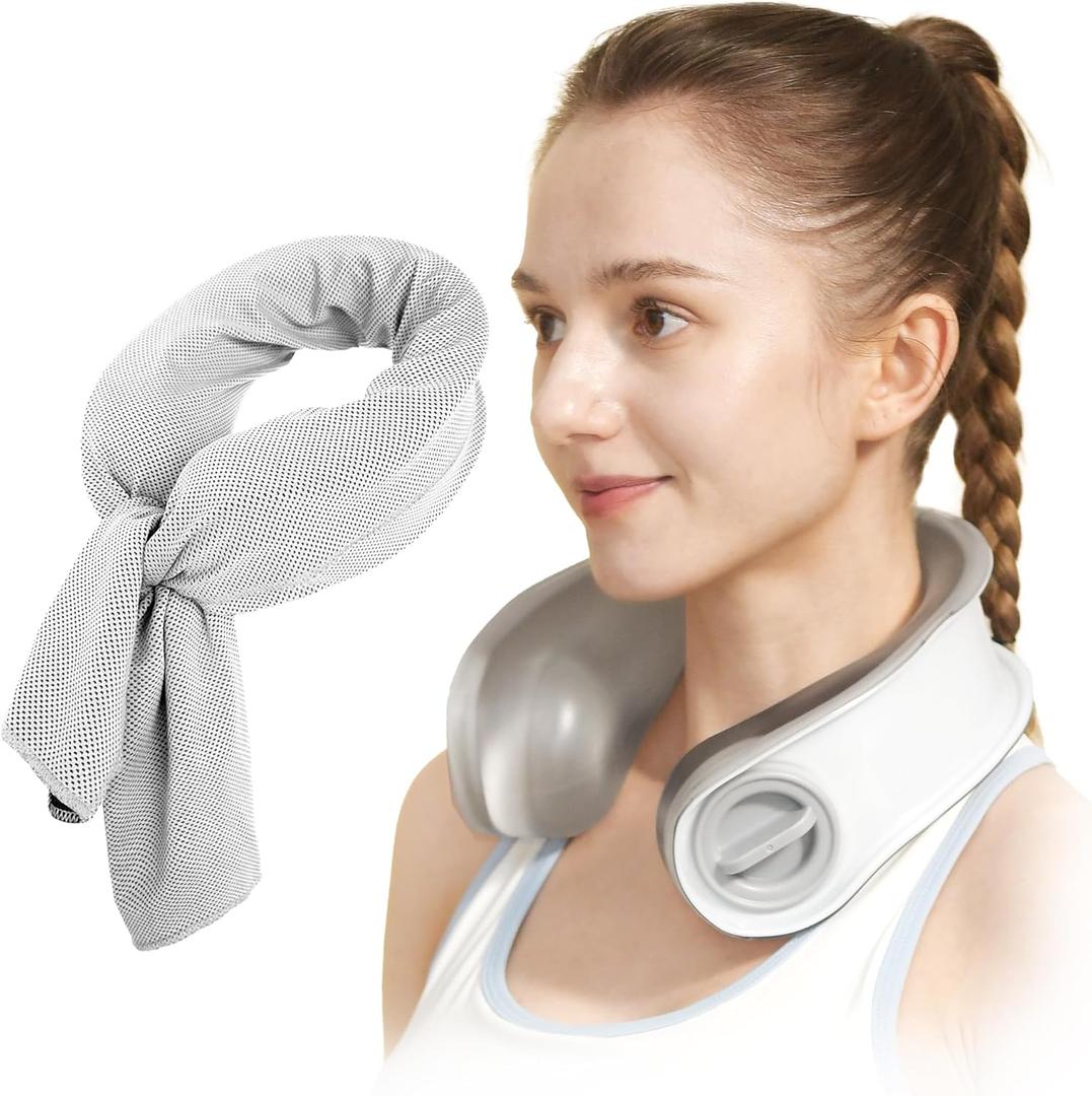 samply Reusable Ice Packs for Neck and Shoulder, Cold Compress, Relief of Pain, Swelling, Sprains, Office Pressure, Wearable Neck Cooler Towels of Cooling Wraps for Hot Weather,Dark Grey