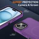 SunStory Magnetic for iPhone 15 Case with HD Screen Protector, Compatible with MagSafe, 3-Layer Heavy Duty Full-Body Cover, 3 in 1 Hybrid Protective Case for iPhone 15 6.1",Purple
