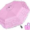 Foldable Travel Umbrella Compact UV Resistance Princess Lace Parasol Umbrella Sun Umbrella for Women Girls