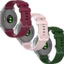 18mm Soft Silicone Watch Band for Garmin Vivoactive 4S, Vivomove 3S 39mm, Fossil Women's Gen 6/5E 42mm, Q Venture Gen 4 HR/3, Sport 41mm - 3 Pack