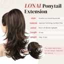 LONAI Ponytail Extension for Women,18 Inch Layered Wavy Pony Tail Hair Extensions, Natural Drawstring Ponytail Synthetic Hairpiece for Daily Wear (Brown with Blonde Highlights)