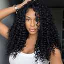 COOKOO Deep Wave Half Wig Synthetic Hair Glueless Install Flexible Fit 3 In 1 Half Wigs with Adjustable String Invisible Hairline No Lace Deep Wave Headband Wig for Black Women 18 Inch