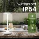 Tpczqj LED Cordless Table Lamp Rechargeable-Portable Battery Operated Lamps, 3 Color Touch Dimming Waterproof Light for Patio/Restaurant/Dining/Outdoor (White2)