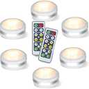 LED Puck Lights with Remote Control, Stick On Under Cabinet Lights, AAA Battery Powered LED Closet Lights with Timer, Auto Off 30 Min Night Light for Closet, Kitchen, Pantry, Stairs, Natural White/ White