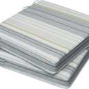 AAAAAcessories Outdoor Seat Cushions for Chairs, Waterproof, Fade-Resistant, 17" x 16" x 2", Patio Furniture Replacement Cushions, Set of 2, Ash Blue Harbor Stripe
