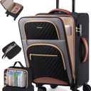 LOVEVOOK Carry on Luggage 22x14x9 Airline Approved, Large Waterproof Carry on Suitcase with 3 Packing Cubes,Lightweight Softside Underseat Travel Luggage with 360 Wheels,Laptop Compartment,TSA Lock (22 Inches - 4Pcs, Black - Grey - Chestnut brown)
