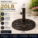 Gardenised Outdoor Patio Cast Iron Umbrella Base Holder Stand 20 Lb. Round