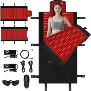 2570 LEDs Dual Full Body Red Light Therapy Mat, Red Light Therapy Blanket, 2570pcs 2in1 LEDs(660nm& 850nm), Premium Leather, Adjustable Timer & Intensity